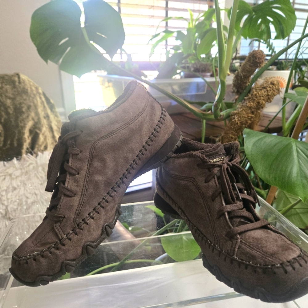 🖤3/$45🐝Women's Size 8 Moccasin Boot Skechers Memory Foam Insulated Lace Up